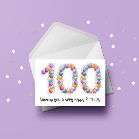 100th Birthday Balloons Card