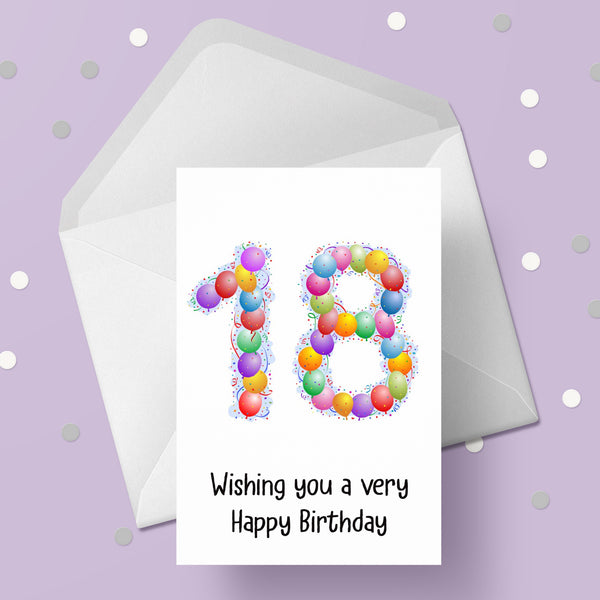 18th Birthday Balloons Card