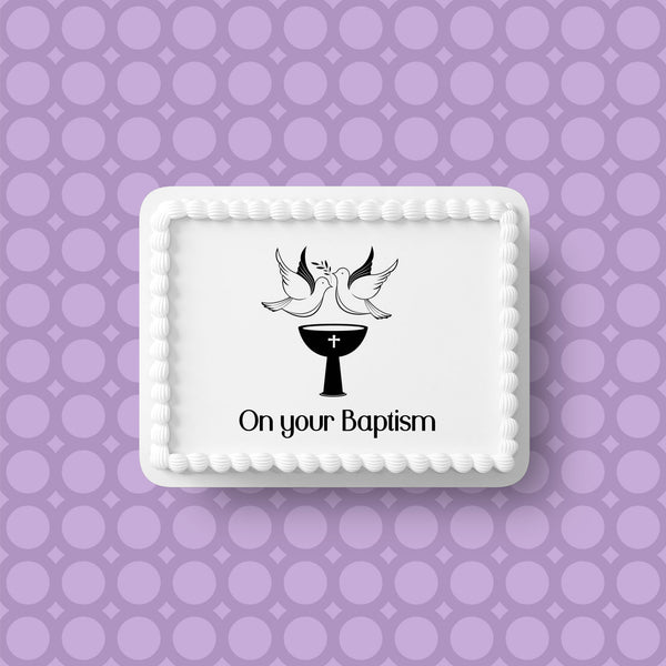 Baptism 02 Edible Icing Cake Topper or Ribbon