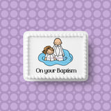 Baptism 03 Edible Icing Cake Topper or Ribbon - Female getting Baptised