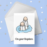 Baptism 04 Edible Icing Cake Topper or Ribbon - Male getting Baptised