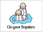 Baptism 04 Edible Icing Cake Topper or Ribbon - Male getting Baptised