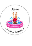 Baptism 05 Edible Icing Cake Topper or Ribbon - Funny Female getting Baptised