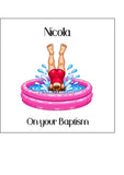 Baptism 05 Edible Icing Cake Topper or Ribbon - Funny Female getting Baptised