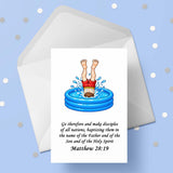 Baptism 06 Edible Icing Cake Topper or Ribbon - Funny Male getting Baptised