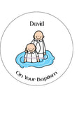 Baptism 04 Edible Icing Cake Topper or Ribbon - Male getting Baptised