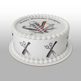 Barber Shop Hairdresser 02 Edible Icing Cake Topper or Ribbon