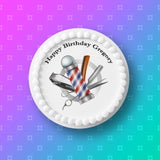 Barber Shop Hairdresser 02 Edible Icing Cake Topper or Ribbon