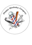 Barber Shop Hairdresser 02 Edible Icing Cake Topper or Ribbon