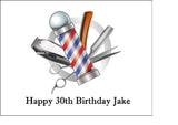 Barber Shop Hairdresser 02 Edible Icing Cake Topper or Ribbon