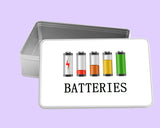 Metal Tin for Batteries - Battery Storage Box (18cm x 11cm x 5cm)
