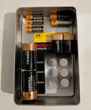 Metal Tin for Batteries - Battery Storage Box (18cm x 11cm x 5cm)