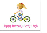 Bicycle Edible Icing Cake Topper 05 - Girl on Bike