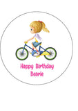 Bicycle Edible Icing Cake Topper 05 - Girl on Bike