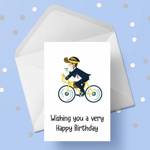 Bike / Bicycle 09 Birthday Card - Man riding Bike