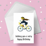 Bike / Bicycle 10 Birthday Card - Lady riding Bike