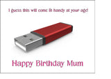 Happy Birthday Edible Icing Cake Topper or Ribbon 13 - Funny memory stick joke