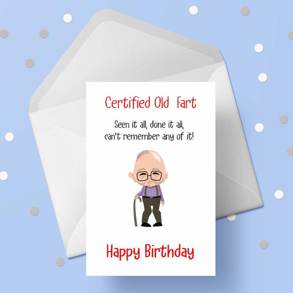 Happy Birthday Card 03 - Funny Old Fart Man