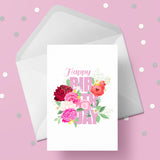 Happy Birthday Card 04 - Pretty Birthday Flowers