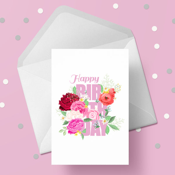 Happy Birthday Card 04 - Pretty Birthday Flowers