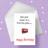 Happy Birthday Card 14 - Funny bus pass joke