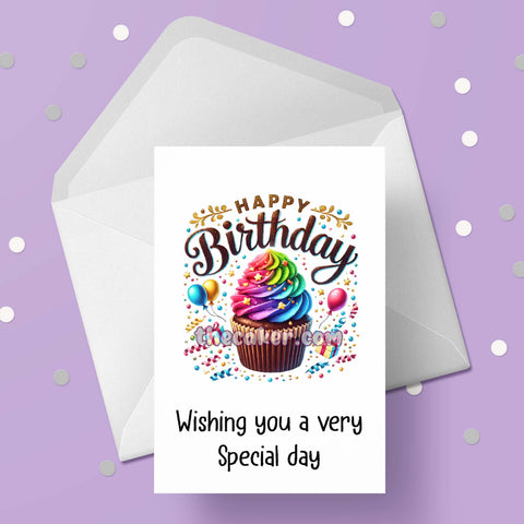 Pretty Cupcake Happy Birthday Card 01
