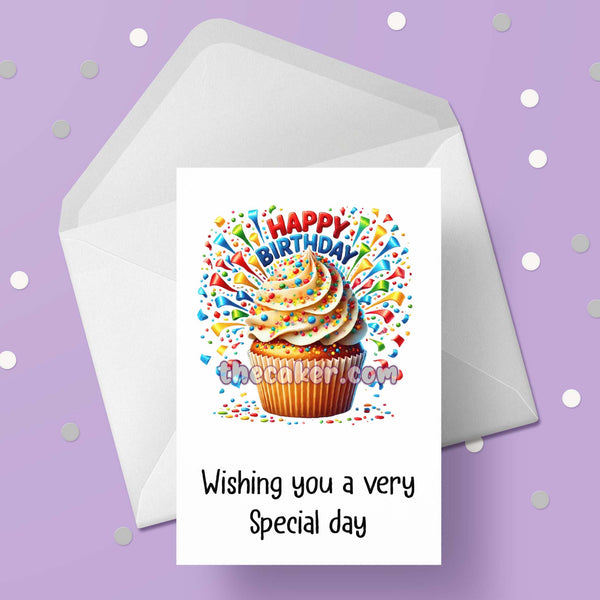 Pretty Cupcake Happy Birthday Card 08