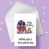 Birthday Card with Beautiful Young Black Teenage Girl 01