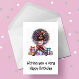 Birthday Card with Beautiful Young Black Teenage Girl 04