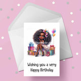 Birthday Card with Beautiful Young Black Teenage Girl 05