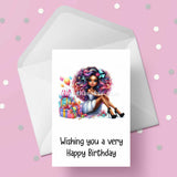 Birthday Card with Beautiful Young Black Teenage Girl 06