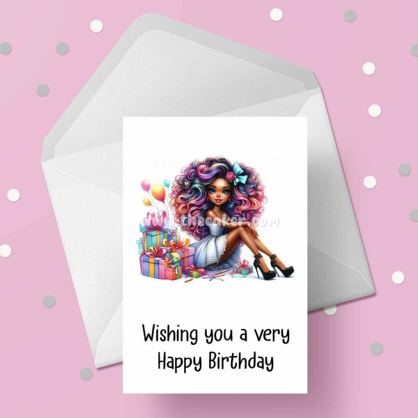 Birthday Card with Beautiful Young Black Teenage Girl 06