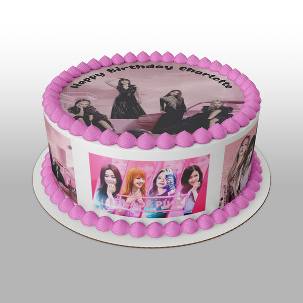 Black Pink 01 Edible Icing Cake Topper or Ribbon