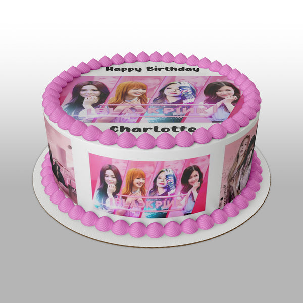 Black Pink 02 Edible Icing Cake Topper or Ribbon