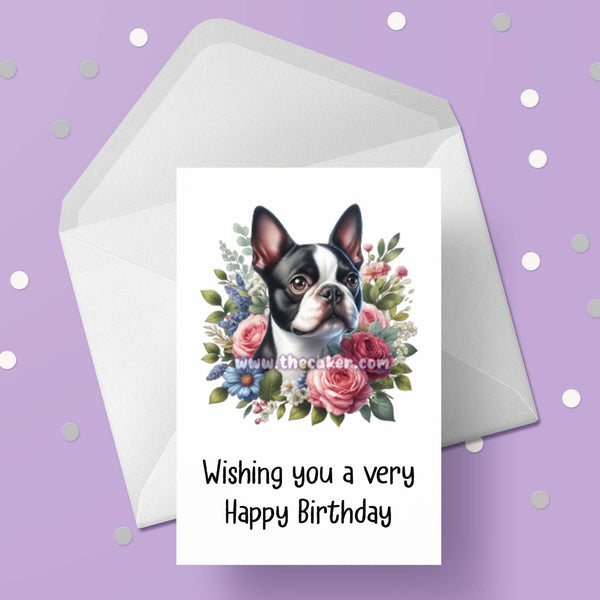 Boston Terrier Dog Birthday Card 01
