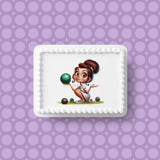 Lawn Bowls Female Bowler 02 Edible Icing Cake Topper or Ribbon
