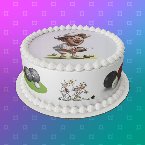 Lawn Bowls Male Bowler 02 Edible Icing Cake Topper or Ribbon