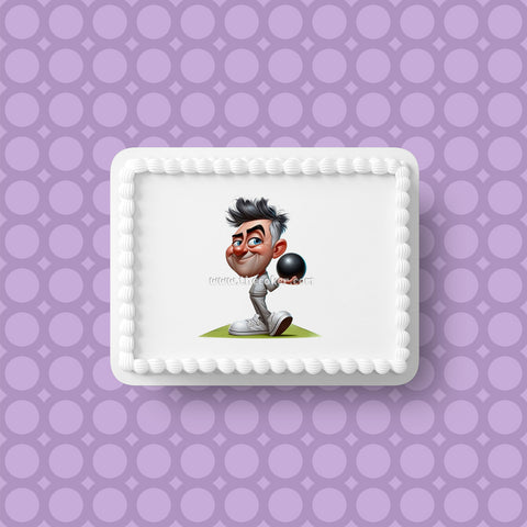 Lawn Bowls Male Bowler 03 Edible Icing Cake Topper or Ribbon