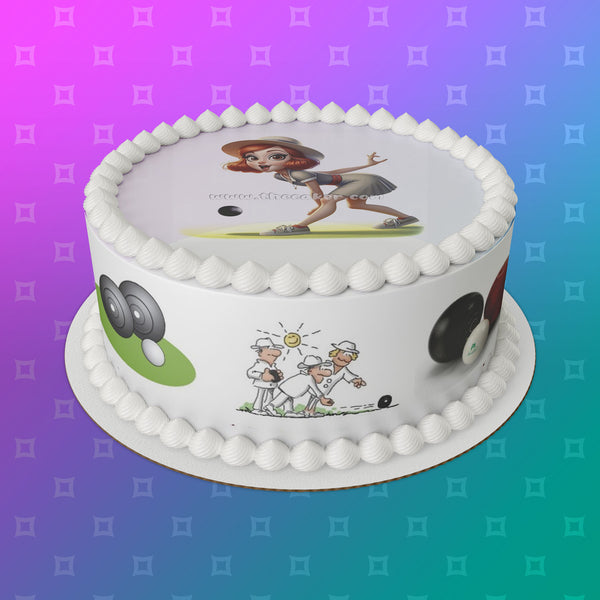 Lawn Bowls Female Bowler 04 Edible Icing Cake Topper or Ribbon