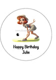 Lawn Bowls Female Bowler 04 Edible Icing Cake Topper or Ribbon