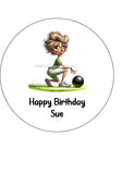 Lawn Bowls Female Bowler 05 Edible Icing Cake Topper or Ribbon