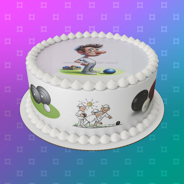Lawn Bowls Male Bowler 06 Edible Icing Cake Topper or Ribbon