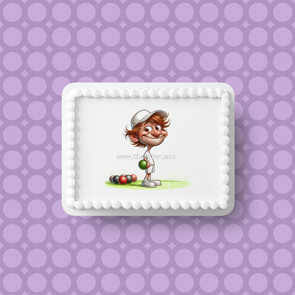 Lawn Bowls Male Bowler 07 Edible Icing Cake Topper or Ribbon