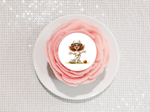 Lawn Bowls Female Bowler 07 Edible Icing Cake Topper or Ribbon