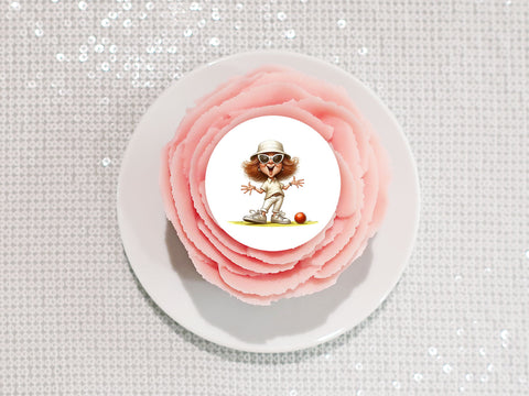 Lawn Bowls Female Bowler 07 Edible Icing Cake Topper or Ribbon