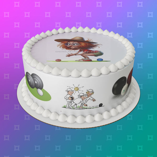 Lawn Bowls Female Bowler 08 Edible Icing Cake Topper or Ribbon