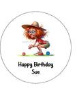 Lawn Bowls Female Bowler 08 Edible Icing Cake Topper or Ribbon