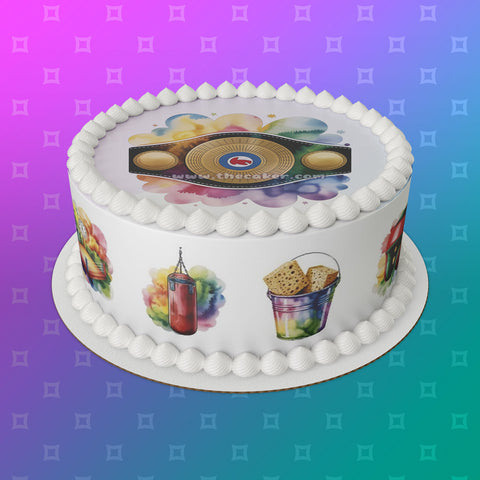Boxing 05 Edible Icing Cake Topper or Ribbon