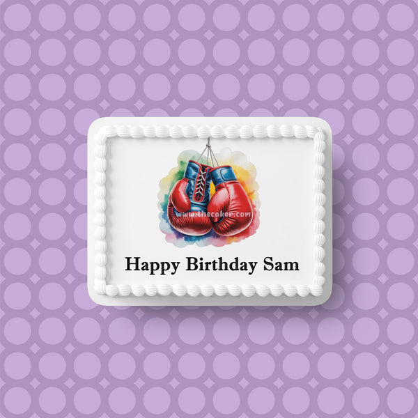 Boxing 06 Edible Icing Cake Topper or Ribbon