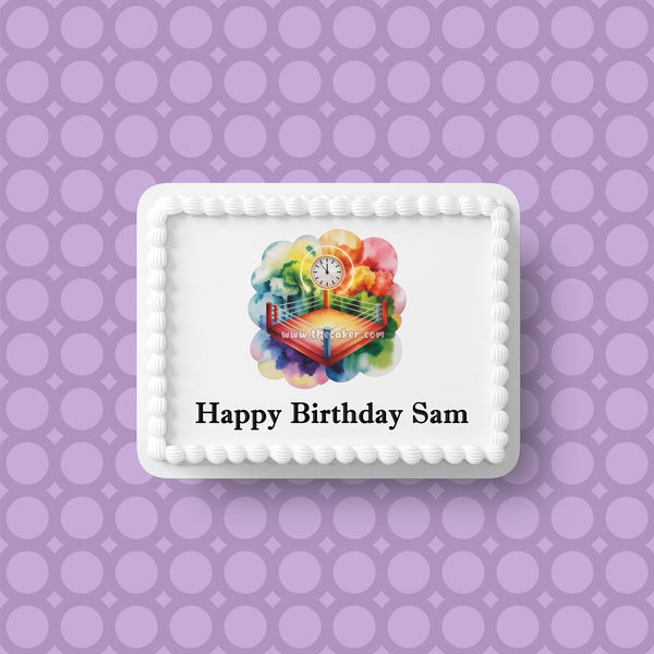 Boxing 07 Edible Icing Cake Topper or Ribbon